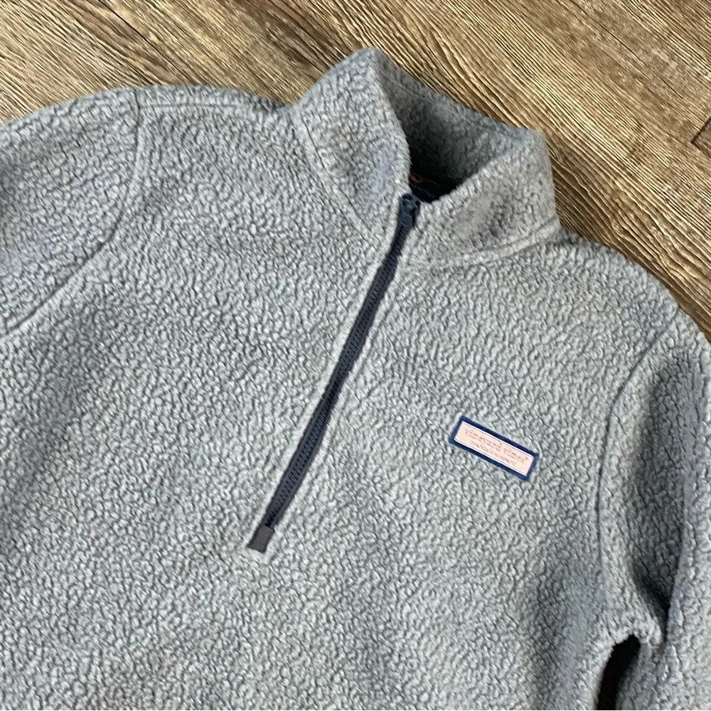 Vineyard Vines Fleece Women M Gray 1/2 Zip Mock Neck Pullover Sweater Warm Cozy - Picture 3 of 9
